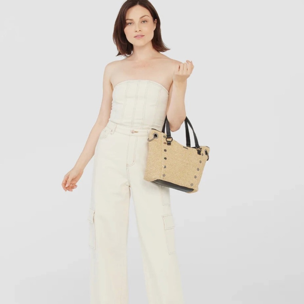 Hammitt Straw and Black Leather Satchel - Picture 6 of 9